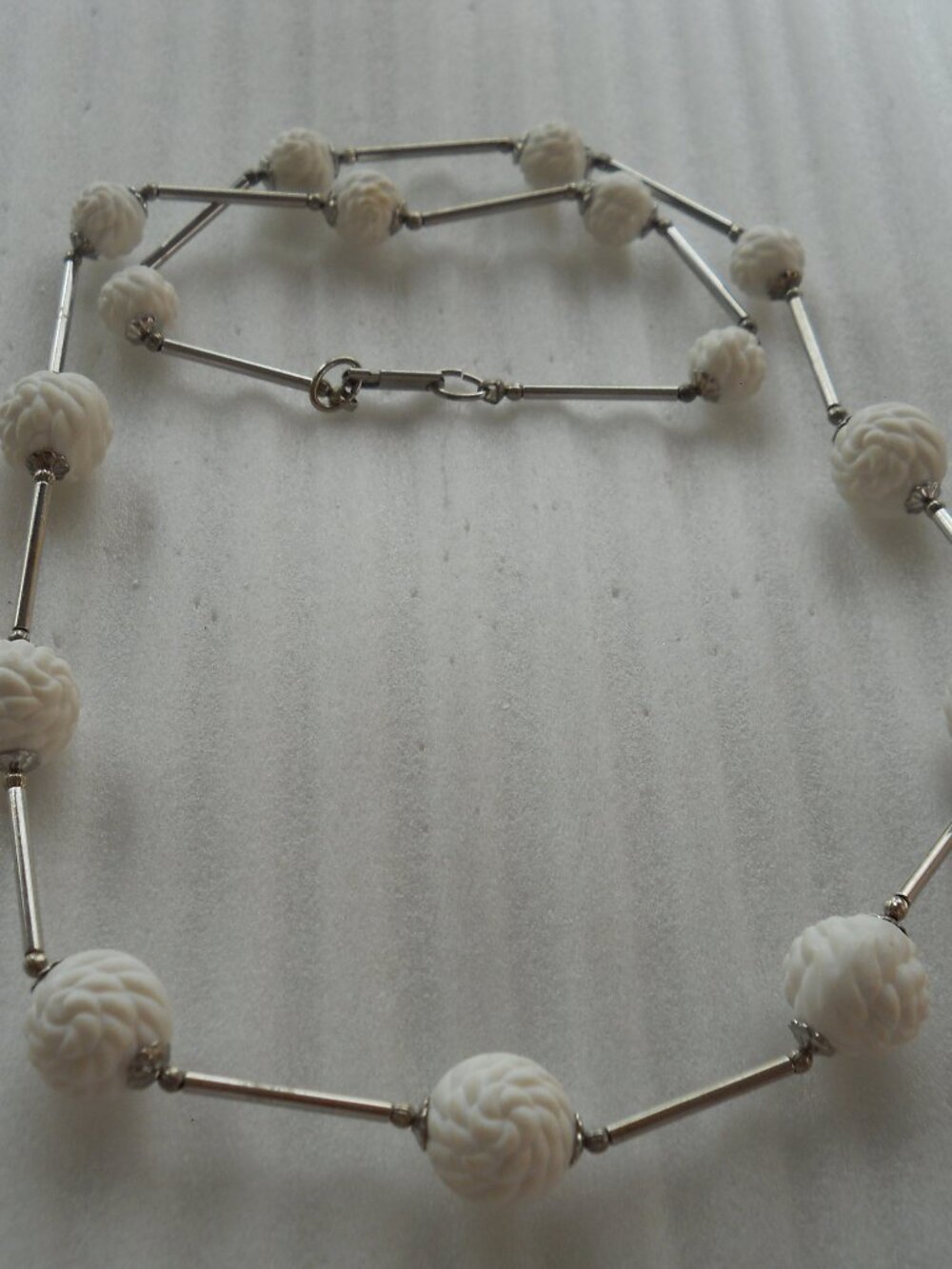 Hobé- Carved White Bead Necklace   730